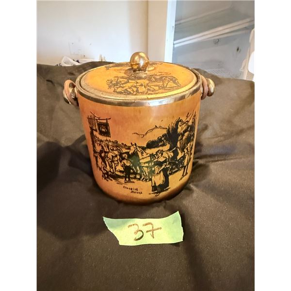 OLD ENDLISH DAYS CERAMIC CROCK WITH LID AND HANDLES
