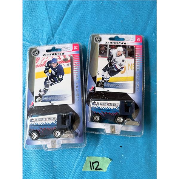 GROUP OF 2 DIECAST ZAMBONI VEHICLES NHL VANCOUVER CANUCKS