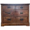 Image 1 : Antique Walnut Oak Four-Drawer Chest With Ornate Metal Handles