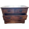 Image 7 : Antique Walnut Oak Four-Drawer Chest With Ornate Metal Handles
