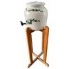 Image 1 : Ceramic Drink Dispenser with Ivy Pattern and Wooden Stand