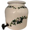 Image 3 : Ceramic Drink Dispenser with Ivy Pattern and Wooden Stand