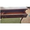 Image 3 : Wood Table with Two Drawers and Green Rug, Table 44x25.5x30 in, Rug 60x45 in