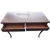 Image 4 : Wood Table with Two Drawers and Green Rug, Table 44x25.5x30 in, Rug 60x45 in