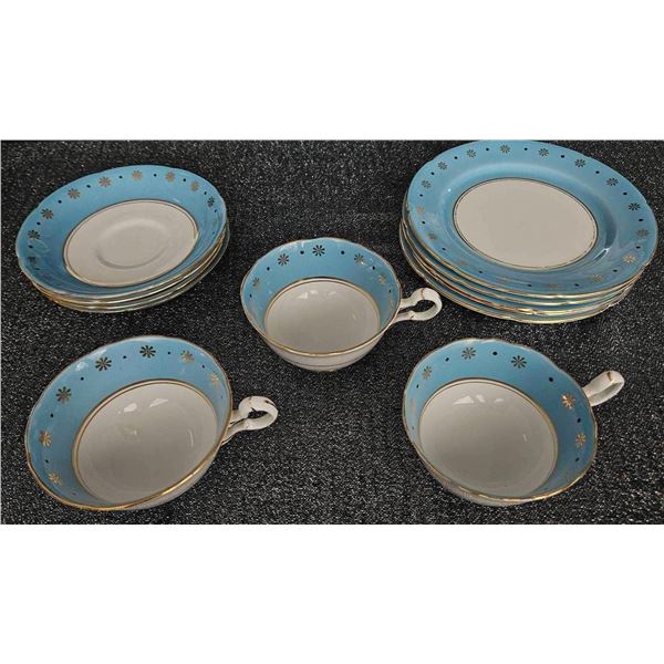 Royal Grafton Fine Bone China Set - Sky Blue Starburst Pattern