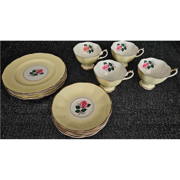 Newtown Fine Bone China - 'Anniversary Rose' - 22 Karat Gold Trim Teaset