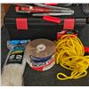 Image 1 : Fishing And Boating Accessory Lot With Ropes And Toolbox