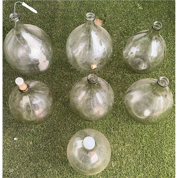 7 Large Clear Glass Demijohn Bottles