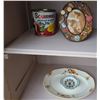 Image 9 : 2 Piece Antique Hutch With Collectibles Including Royal Tudor Ware and Tins