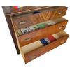 Image 3 : Older Wooden Three-Drawer Dresser With Contents