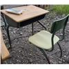 Image 2 : 2 Imperial No. 3 School Desks, 1 Vintage Desk, File Cabinet, Decor Items