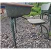 Image 3 : 2 Imperial No. 3 School Desks, 1 Vintage Desk, File Cabinet, Decor Items