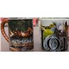 Image 5 : 2 Oak End Tables, 4 Western Themed Frames, 2 Horse Mugs, CD Tower