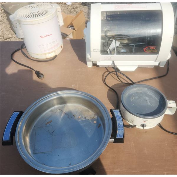 4 Small Kitchen Appliances: Moulinex, Krups, Baby George, and Electric Skillet