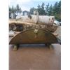 Image 3 : Brass Fireplace Log Holder and Black Metal Tool Set