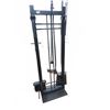 Image 4 : Brass Fireplace Log Holder and Black Metal Tool Set