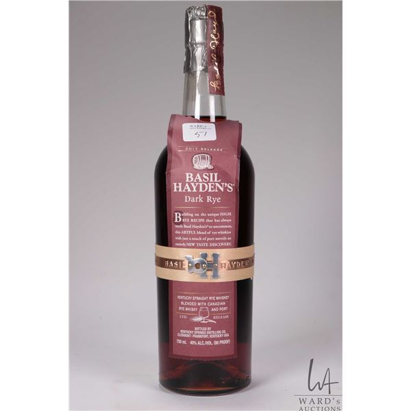 Basil Hayden's/ Dark Rye/ Kentucky Straight Rye Whiskey Blended with Canadian Rye Whisky/ 750ml/ 40%