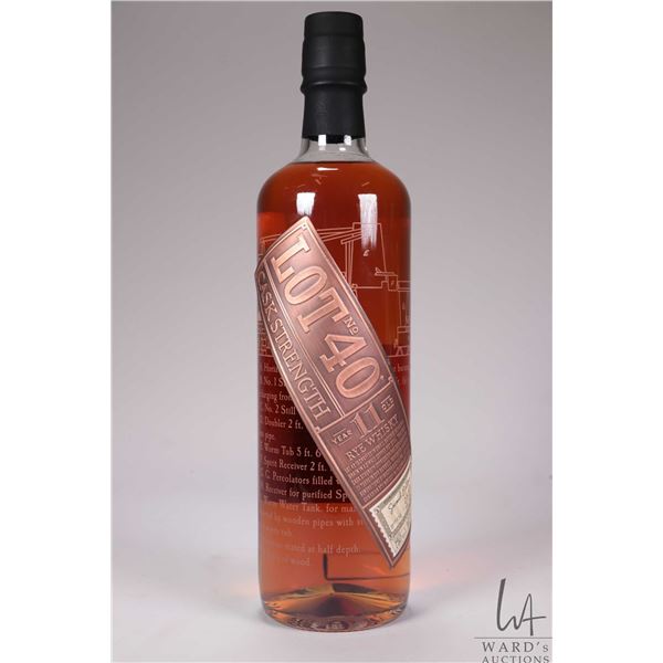 Lot No. 40/ 11 Year Old/ Rye Whisky/ Second Edition Bottle No. 0559/ 750ml/ Cask Strength 58.4% ABV