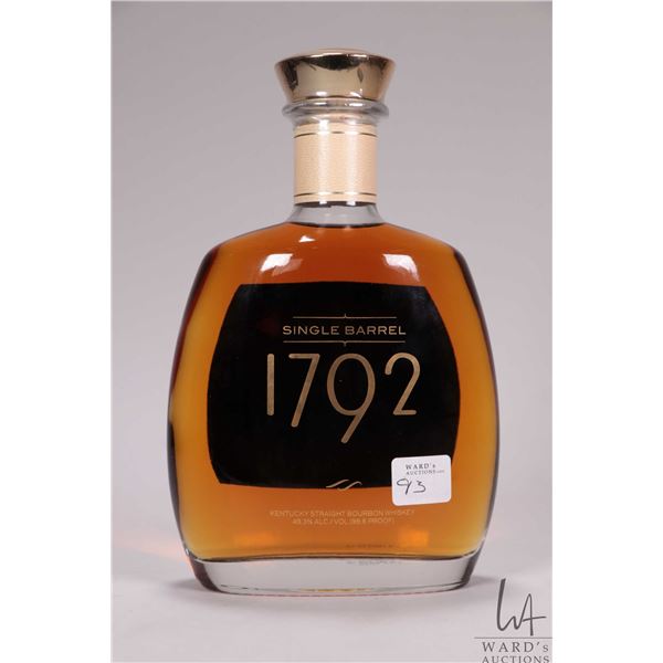 1792/ Single Barrel/ Kentucky Straight Bourbon Whiskey/ 750ml/ 49.3% ABV
