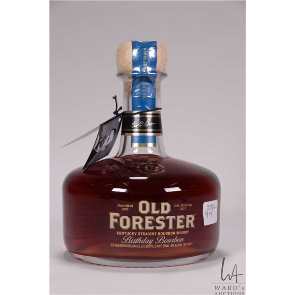 Old Forester/ Birthday Bourbon/ 12 Year Old/ Kentucky Straight Bourbon Whiskey/ 750ml/ 48% ABV