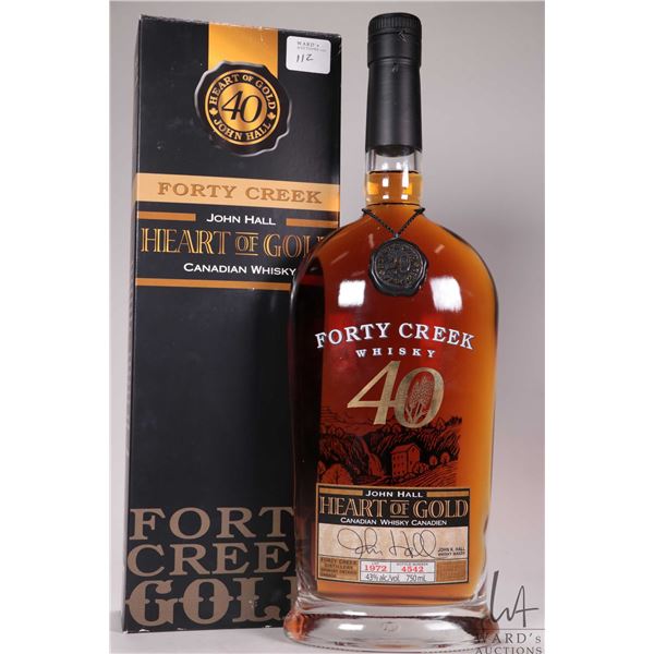 Forty Creek/ Heart of Gold/ Canadian Whisky/ Lot 1972/ Bottle No. 4542/ 750ml/ 43% ABV