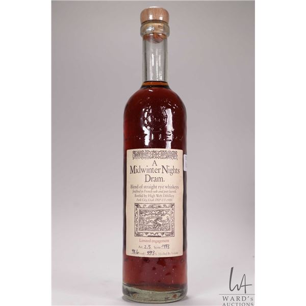 A Midwinter Nights Dram/ Blended of Straight Rye Whiskeys/ Act 2.5/ Scene 1483/ 750ml/ 49.3% ABV