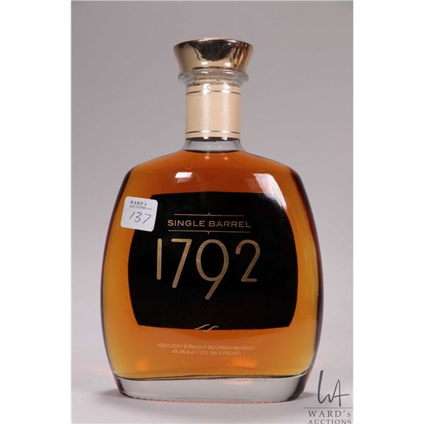 Single Barrel/ 1792/ Kentucky Straight Bourbon Whiskey/ 750ml/ 49.3% ABV