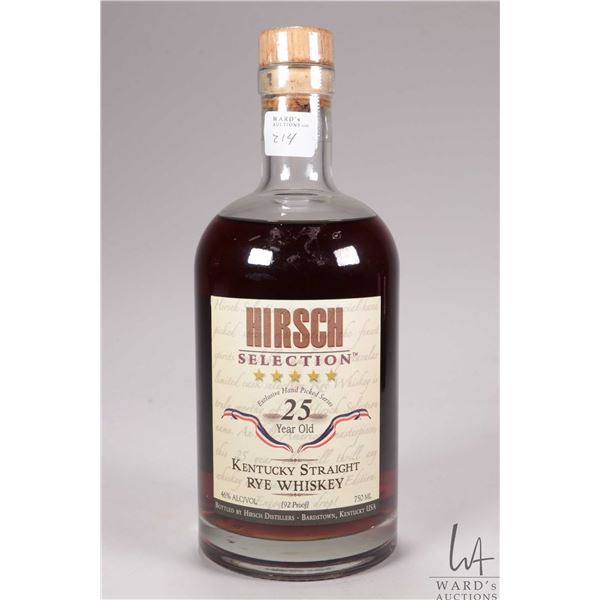 Hirsch Selection/ 25 Year Old/ Kentucky Straight Rye Whiskey/ 750ml/ 46% ABV