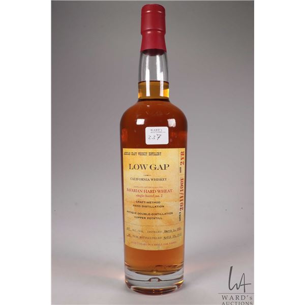 Low Gap/ California Whiskey/ Bavarian Hard Wheat/ Single-Barrel No. 2/ 750ml/ 42% ABV