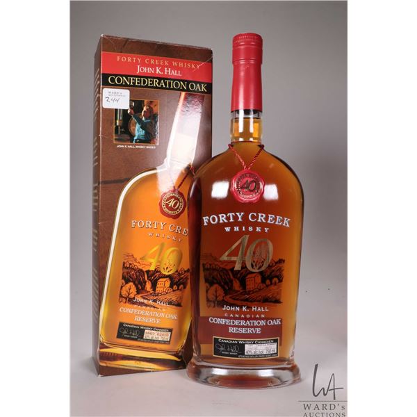 Forty Creek Whisky/ John K. Hall/ Confederation Oak Reserve/ Lot 1867-B/ Bottle No. 16673/ 750ml/ 40