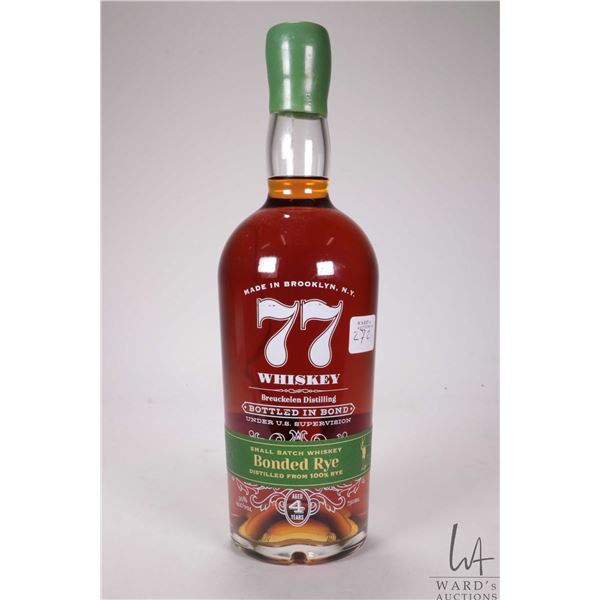 77 Whiskey/ Small Batch Whiskey/ Bonded Rye/ 4 Year Old/ 750ml/ 50% ABV