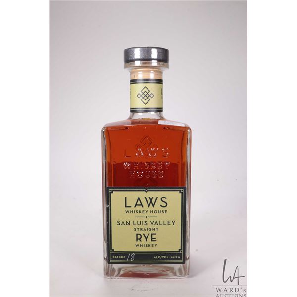 Laws Whiskey House/ San Luis Valley/ Straight Rye Whiskey/ Batch 18/ 750ml/ 47.5% ABV