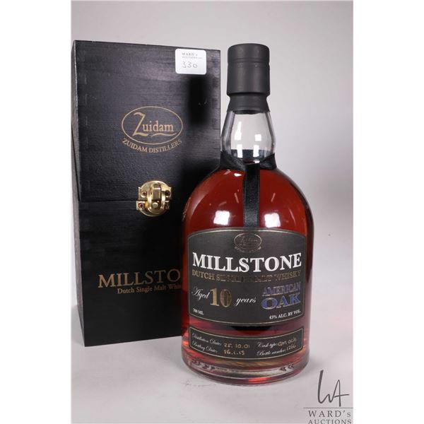 Millstone/ Dutch Single Malt Whisky/ 10 Year Old/ Cask Type: AM Oak/ Bottle No. 1266/ 700ml/ 43% ABV