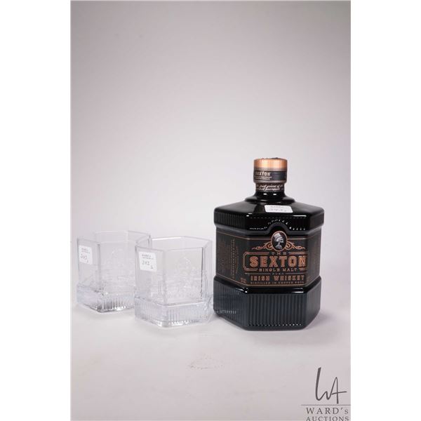 The Sexton/ Single Malt Irish Whiskey/ 750ml/ 40% ABV plus two branded drinking glasses