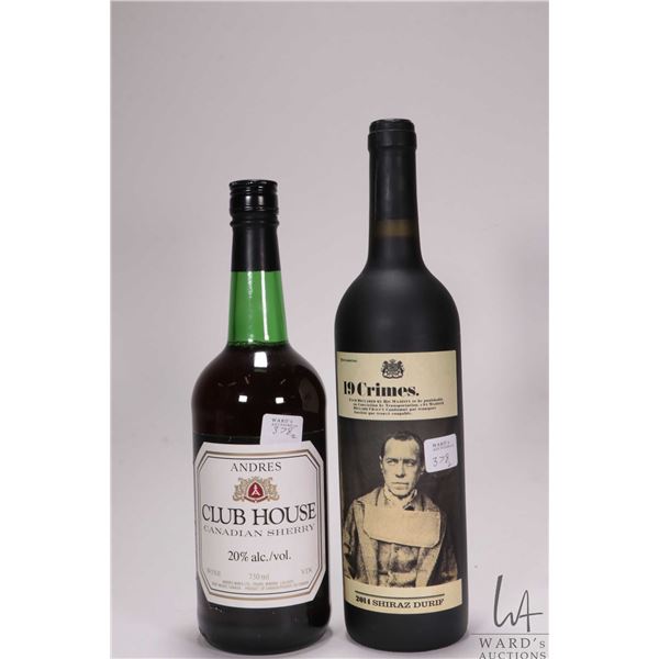 Andres Club House/ Canadian Sherry/ 750ml/ 20% ABV and 19 Crimes/ 2014 Shiraz/ 750ml/ 14.5% ABV  Not
