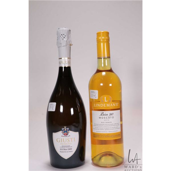 Two bottles of wine including Lindeman's/ Bin 90/ 2012 Moscato/ 750ml/ 8% ABVand Guisti/ Extra Dry P