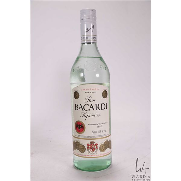 Bacardi/ Ron Superior/ Rum/ 750ml/ 40% ABV Note: Alcohol cannot be insured by any courier in Canada.