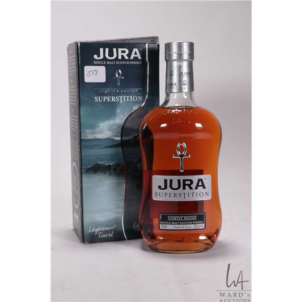 Jura/ Single Malt Scotch Whiskey/ Lightly Peated/ Superstition/ 750ml/ 43% ABV  Note: Alcohol cannot