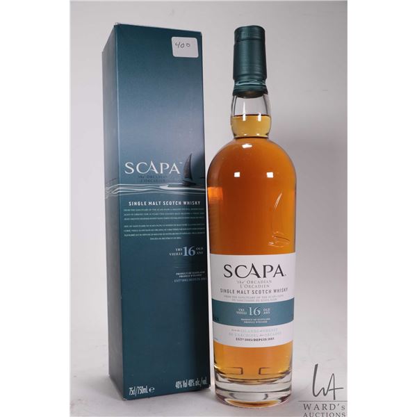 Scapa/ The Orcadian/ Single Malt Scotch Whisky/ Aged 16 Years/ 750ml/ 40% ABV  Note: Alcohol cannot 