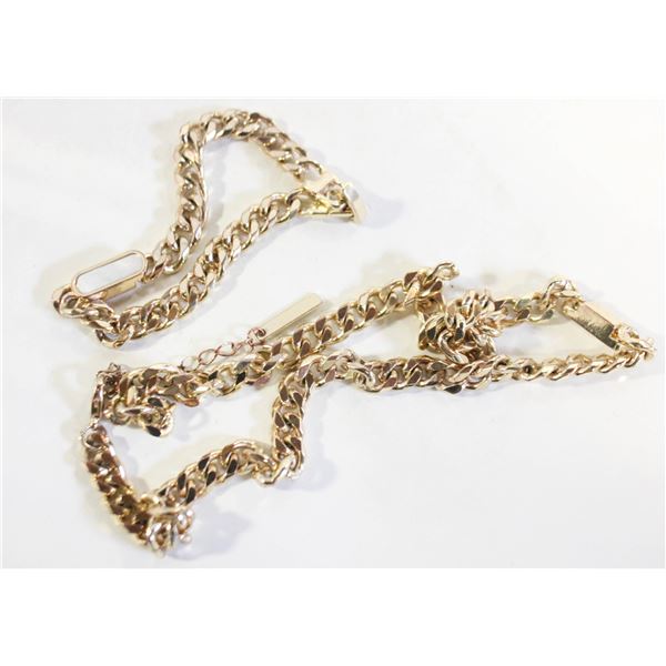 GOLDTONE NECKLACE 16" LONG & BRACELET 7" LONG SE