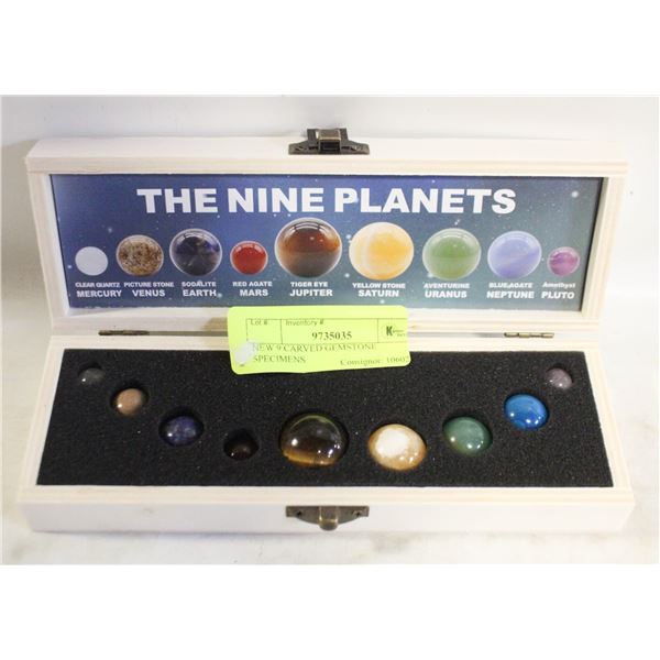 NEW 9 CARVED GEMSTONE SPECIMENS