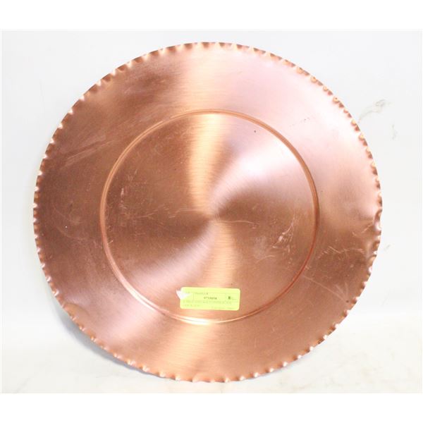 LARGE VINTAGE COPPER PLATE 14.6”X 14.6”