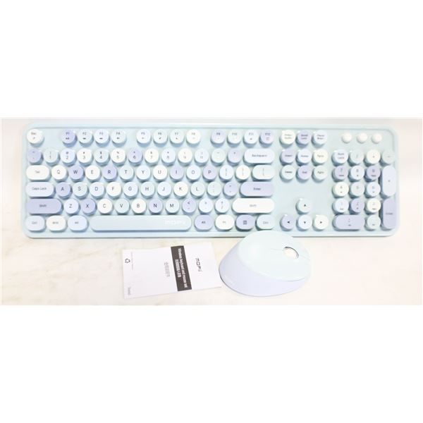WIRELESS KEYBOARD & MOUSE SET, 2 TONE BLUE