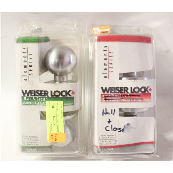 2 WEISER HALL AND CLOSET DOOR KNOBS