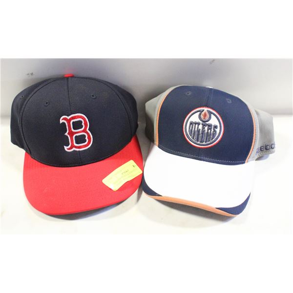 BOSTON REDSOX & EDMONTON OILERS  HATS/CAPS X2.
