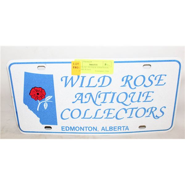 WILD ROSE ANTIQUE EDMONTON LICENSE PLATE