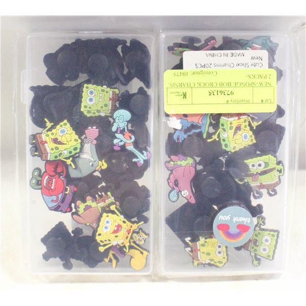 NEW-SPONGE BOB CROCK CHARMS. 2 PACKS-