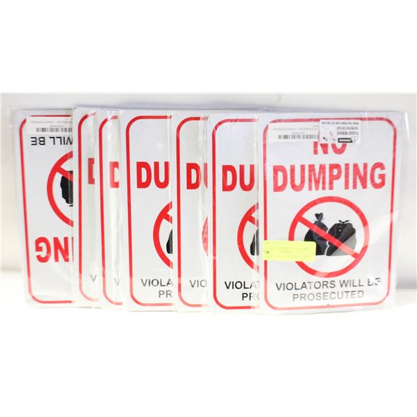 NEW- 16 NO DUMPING SIGNS.