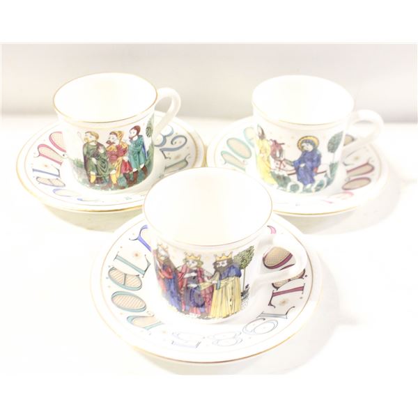 3 ROYAL DOULTON CHRISTMAS TEACUP AND