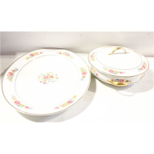 LIMOGES FRANCE COVERED CASSEROLE 9"